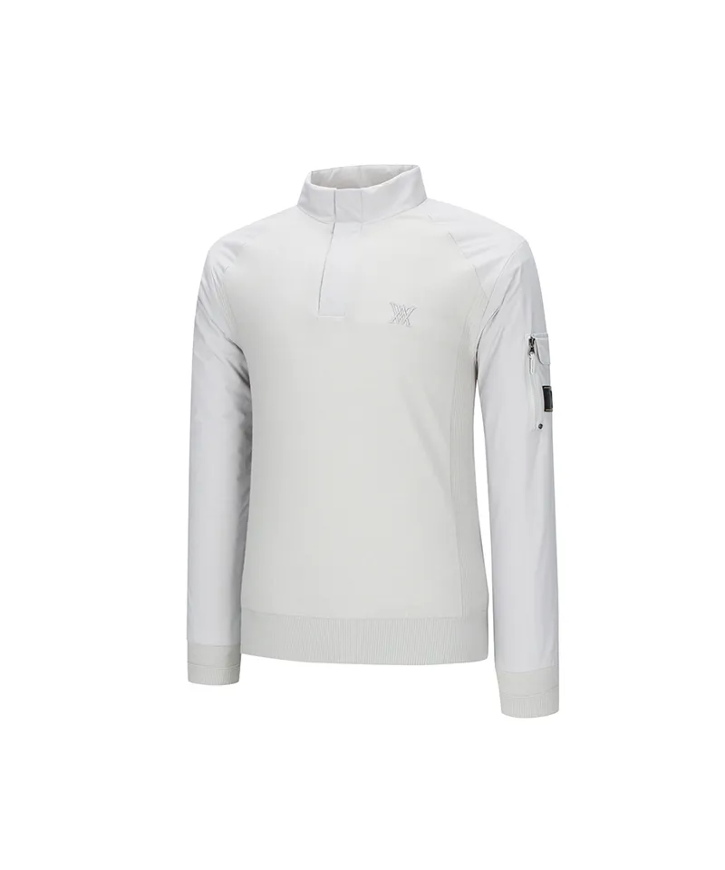 ANEW Golf Men's Preformance Wind Block Hybrid Pullover - Light Grey