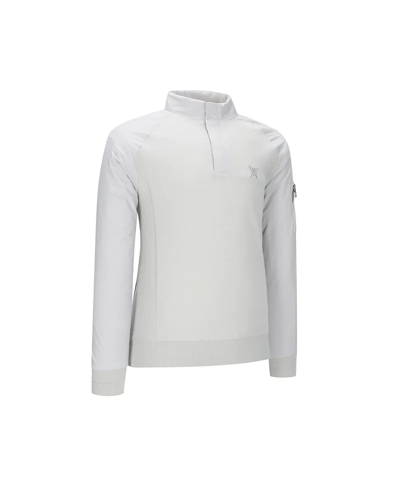 ANEW Golf Men's Preformance Wind Block Hybrid Pullover - Light Grey