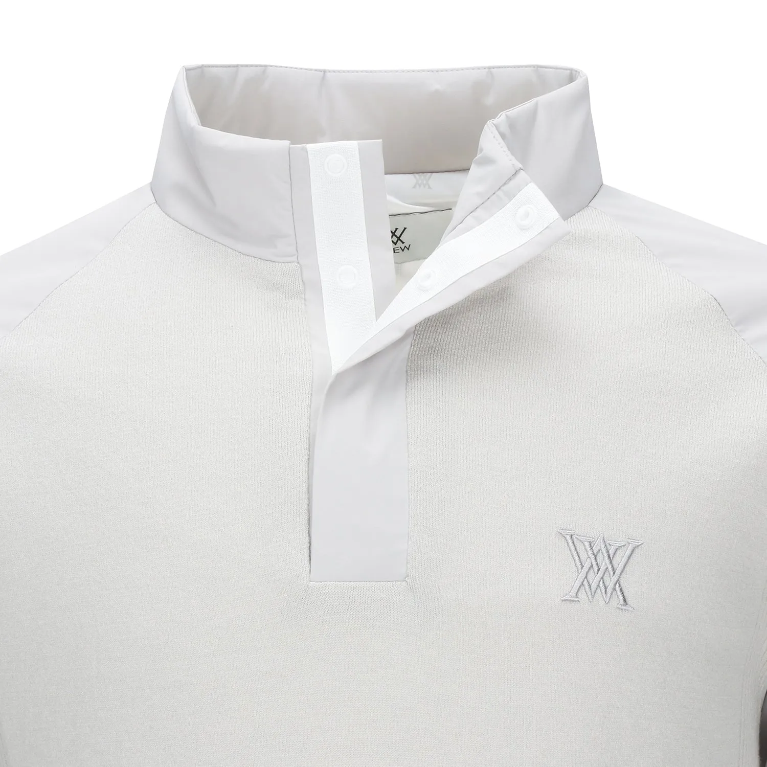 ANEW Golf Men's Preformance Wind Block Hybrid Pullover - Light Grey