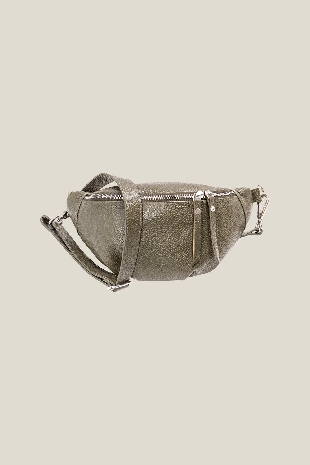 ANGEL - Sac banane vétiver cuir grainé