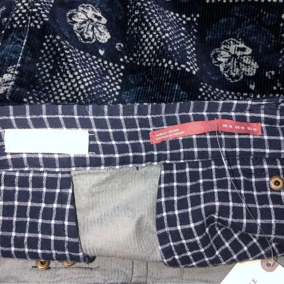 Anthropologie Pilcro Corduroy Mini Skirt Women’s Size 10 Blue Motif NWT