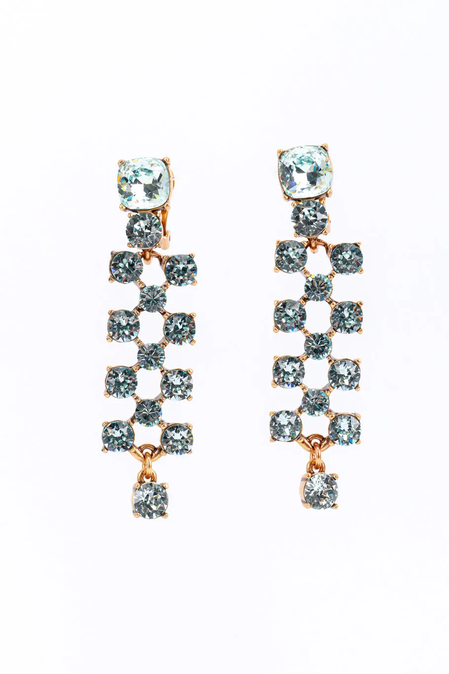 Aquamarine Crystal Lattice Drop Earrings