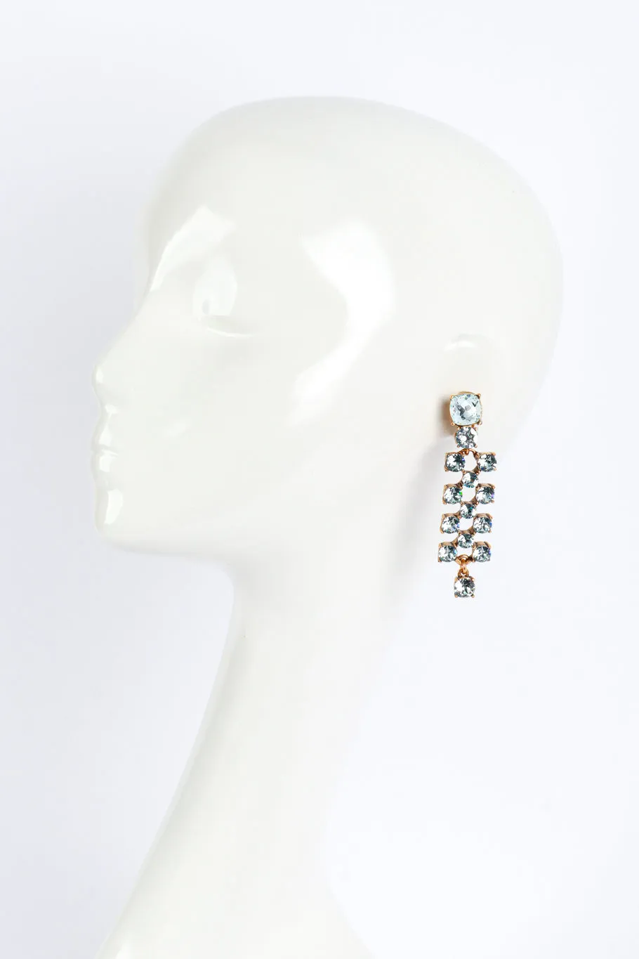 Aquamarine Crystal Lattice Drop Earrings