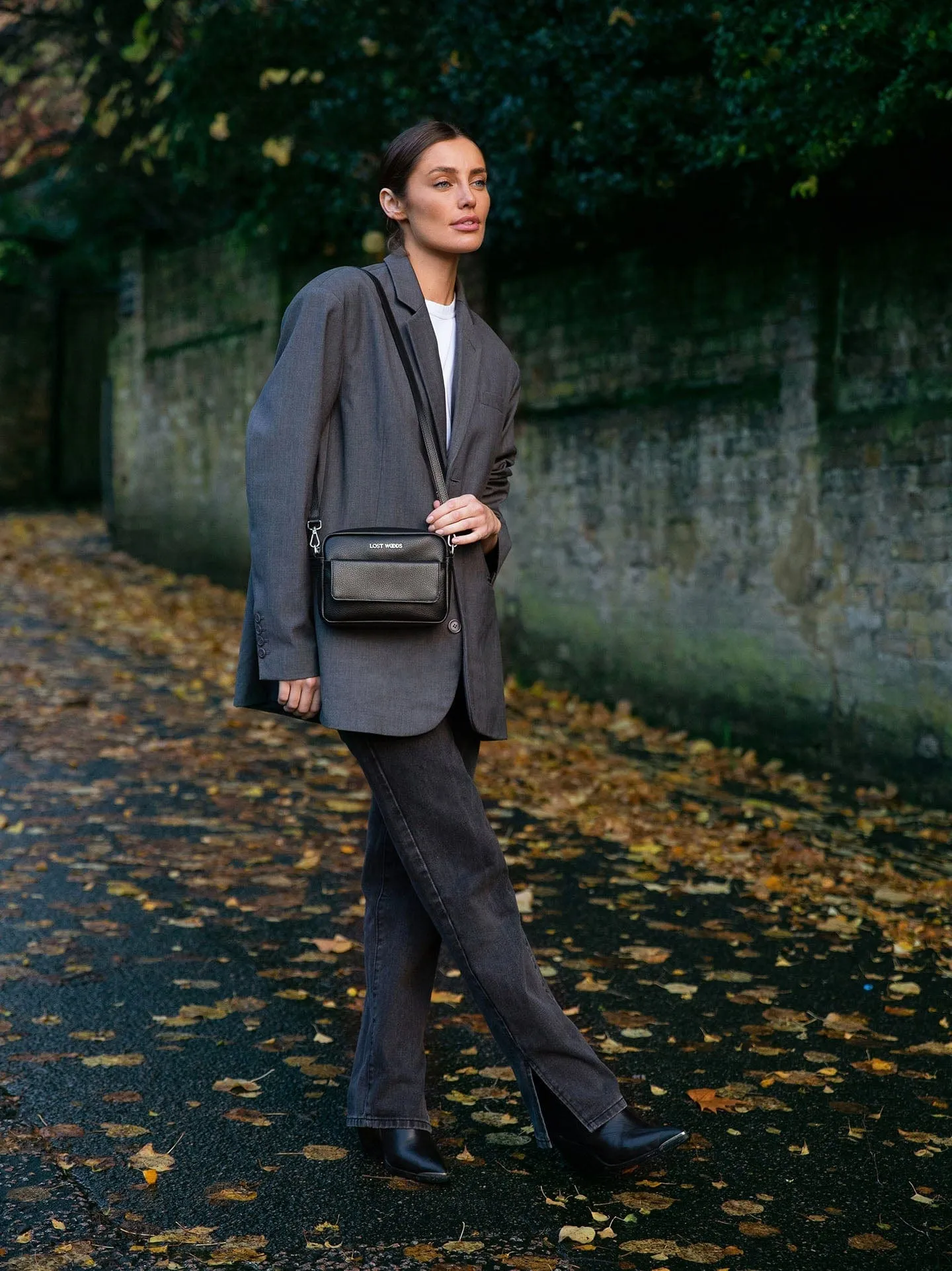 Aster MIRUM® Leather Vegan Crossbody Bag | Black & Silver