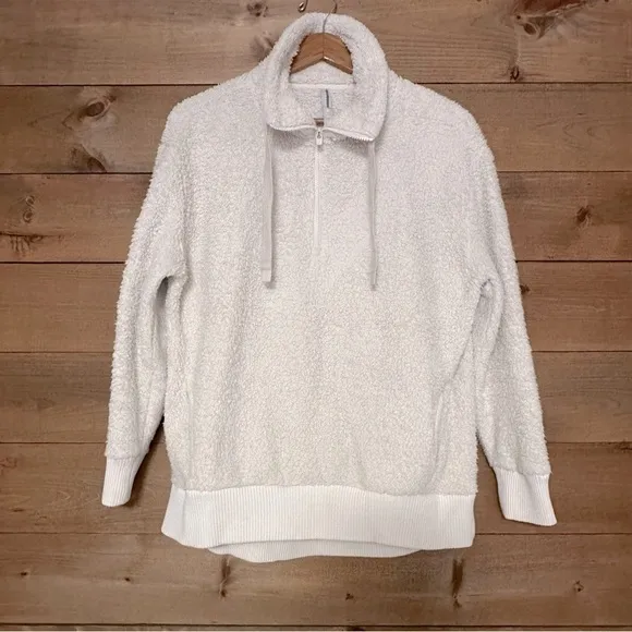 Athleta cream Talus sherpa fleece half zip pullover sweater top