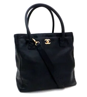 Authentic Chanel Cerf Executive Black Caviar Tall Tote