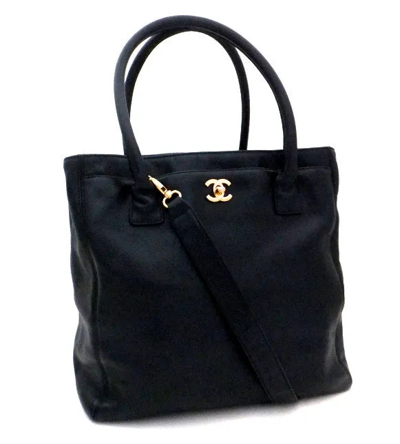 Authentic Chanel Cerf Executive Black Caviar Tall Tote