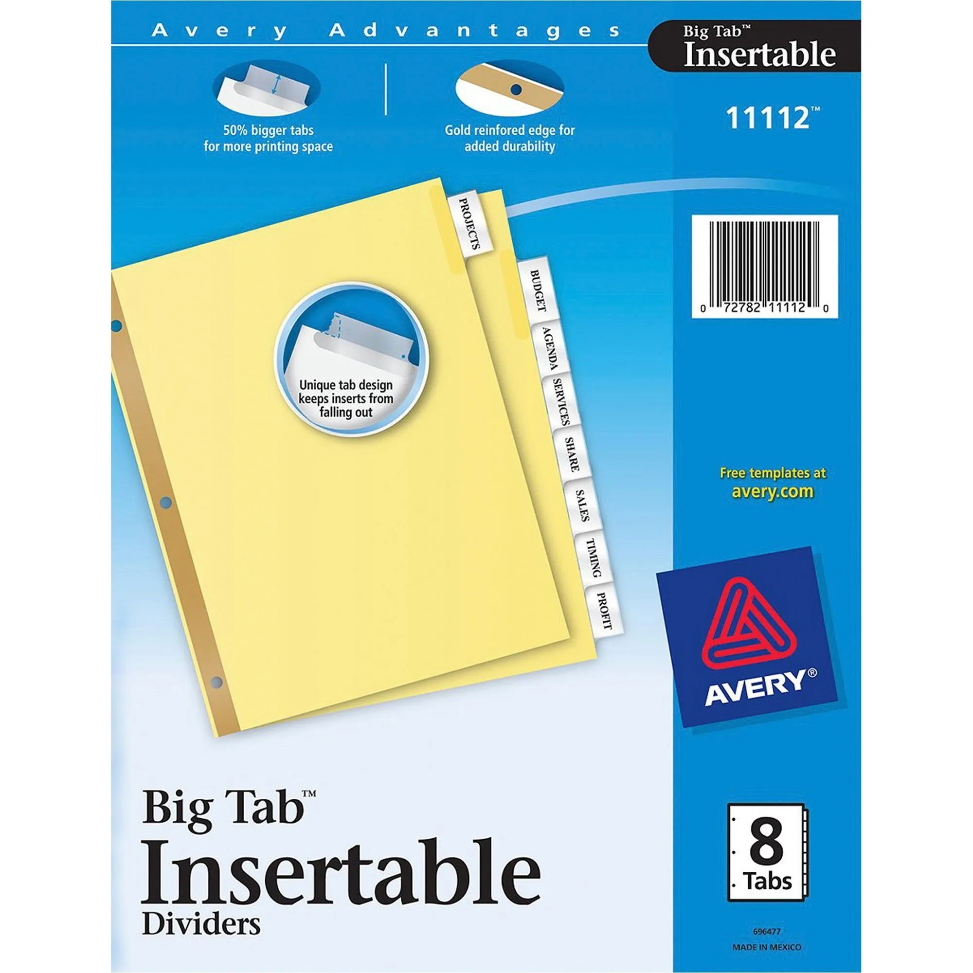 Avery® Big Tab Insertable Dividers - Reinforced Gold Edge