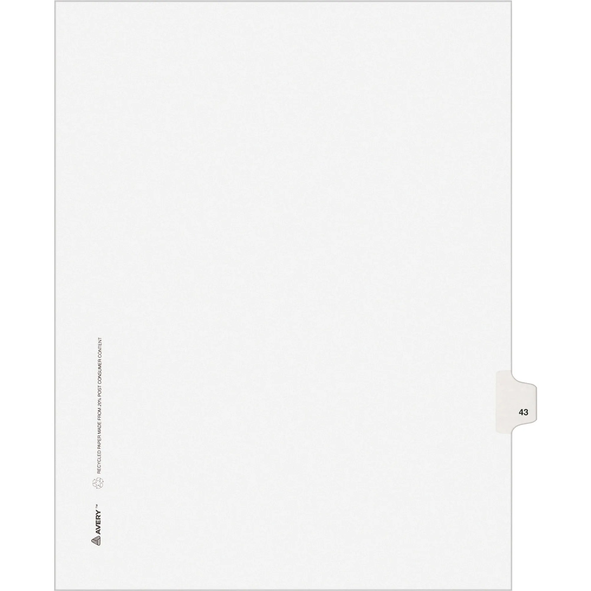 Avery® Individual Legal Dividers Allstate(R) Style, Letter Size, Side Tab #43 (82241)