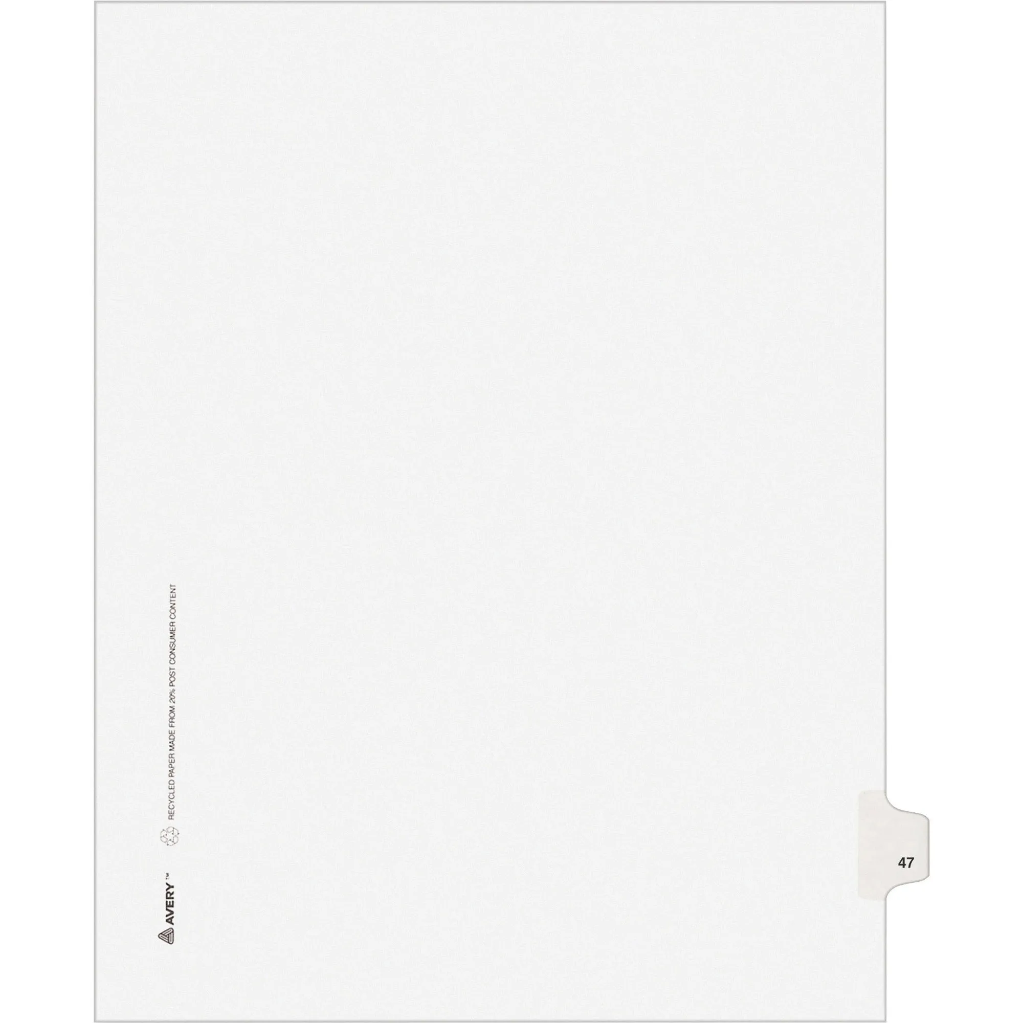 Avery® Individual Legal Dividers Allstate(R) Style, Letter Size, Side Tab #47 (82245)