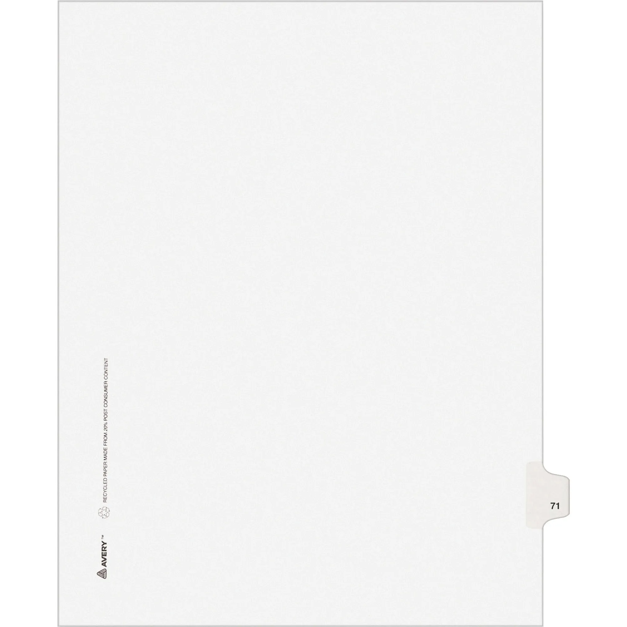 Avery® Individual Legal Dividers Allstate(R) Style, Letter Size, Side Tab #71 (82269)