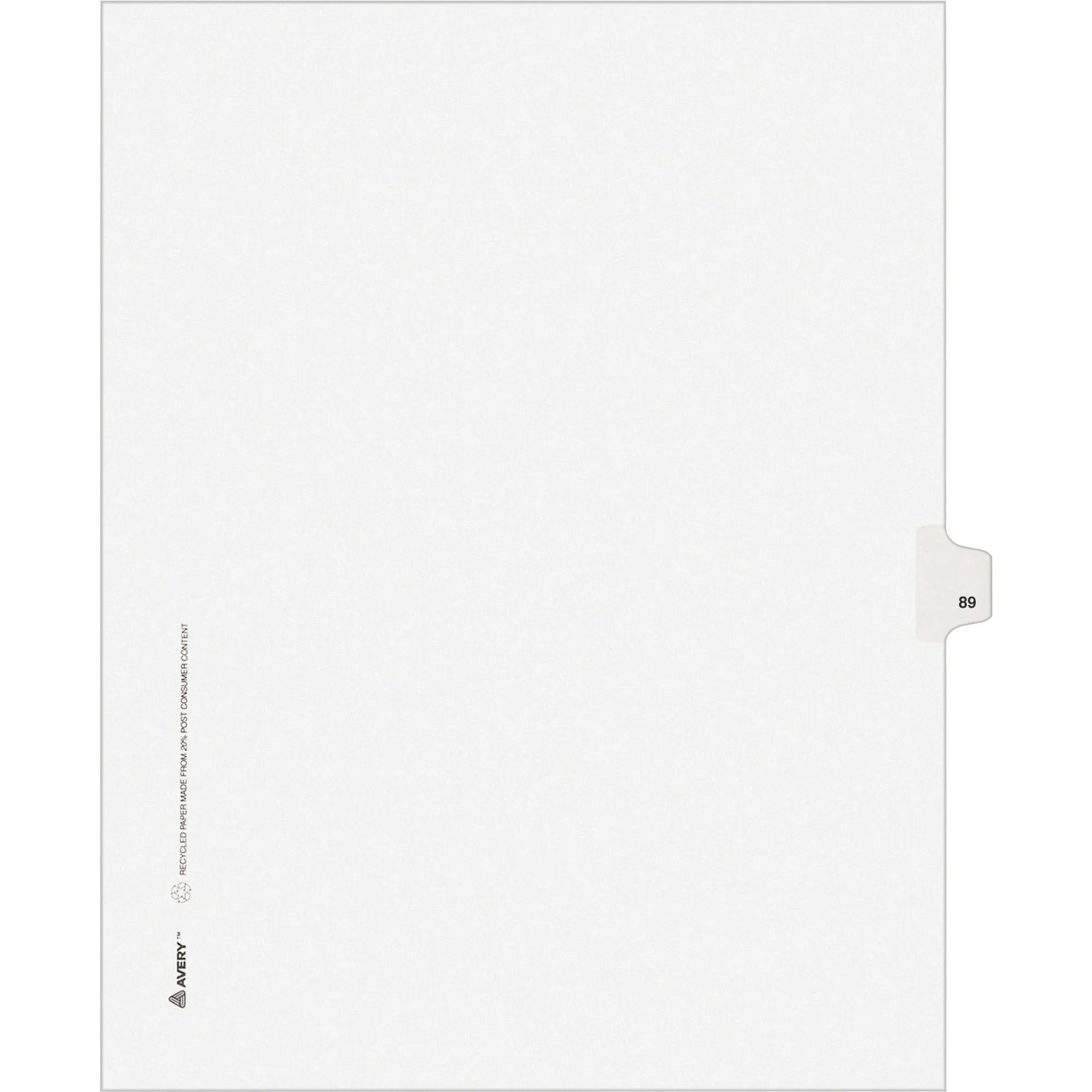 Avery® Individual Legal Dividers Allstate(R) Style, Letter Size, Side Tab #89 (82287)