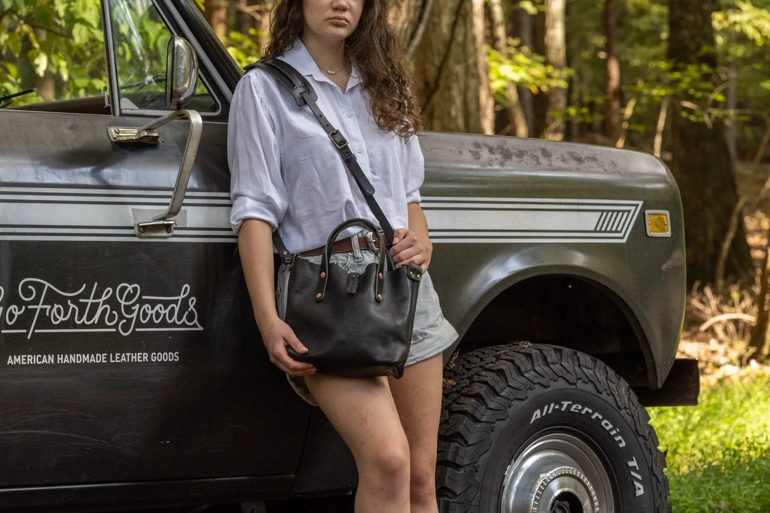 AVERY LEATHER TOTE BAG - MINI CROSSBODY - BLACK BISON
