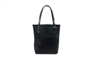 AVERY LEATHER TOTE BAG - SLIM LARGE - BLACK BISON