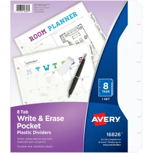 Avery® Write & Erase Pocket Plastic Dividers
