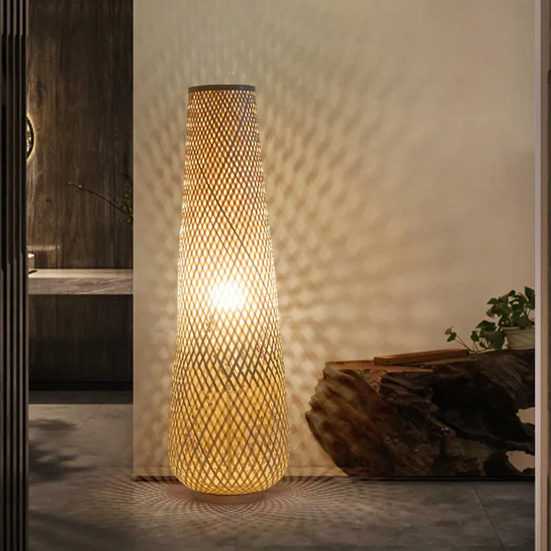 Bamboo Rattan Floor Lamp