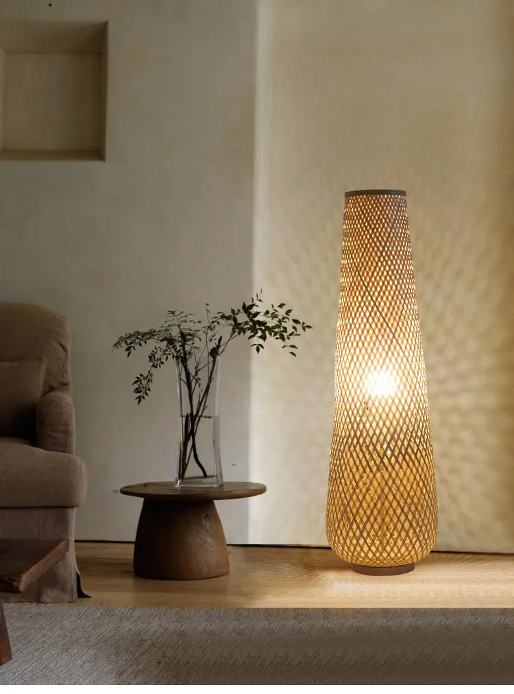 Bamboo Rattan Floor Lamp