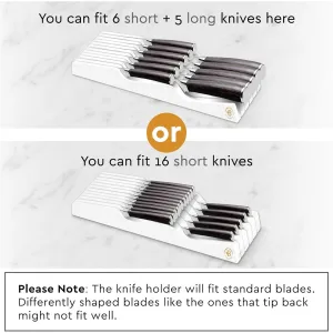 Bambusi In-Drawer Knife Block - Organizes Up to 16 Knives (White)