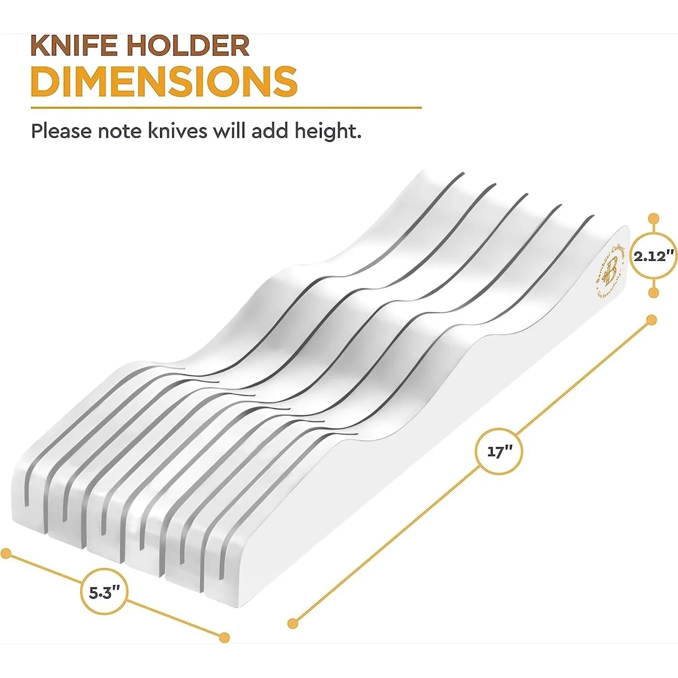 Bambusi In-Drawer Knife Block - Organizes Up to 16 Knives (White)