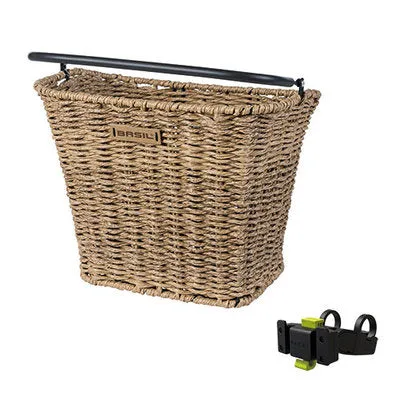 Basil - Bremen Rattan Look (KF) Basket With Handlebar Holder