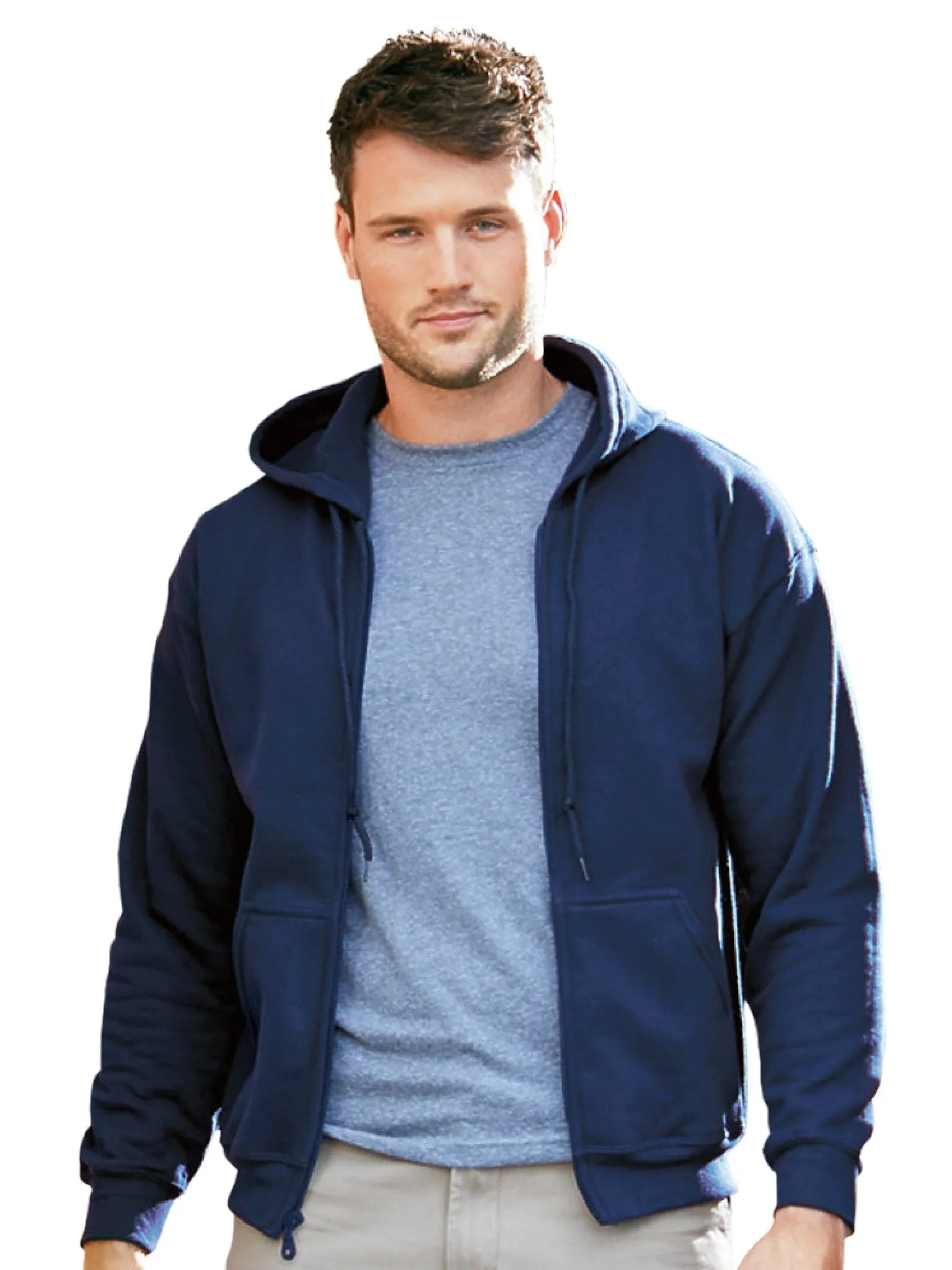 Bayside USA Made Hooded Full-Zip Fleece