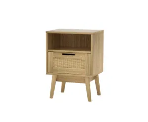 Bedside Tables Rattan Drawers Side Table Nightstand Storage Cabinet Wood