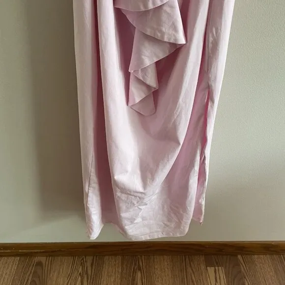 Beginning Boutique Wmn 6 Pink Ruffle Cut Out Front Halter Raelynn Maxi Dress NWT