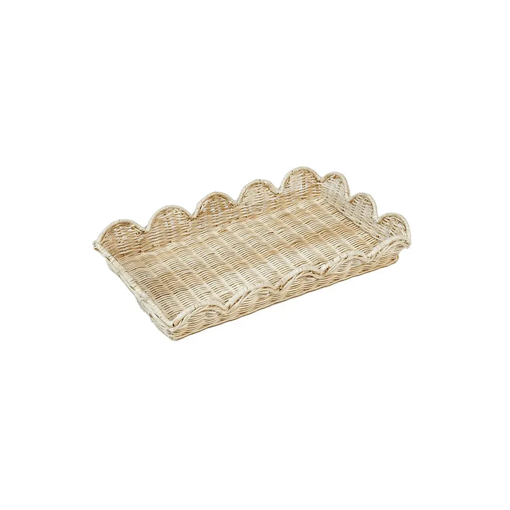 Belle Scalloped Edge Rattan Tray
