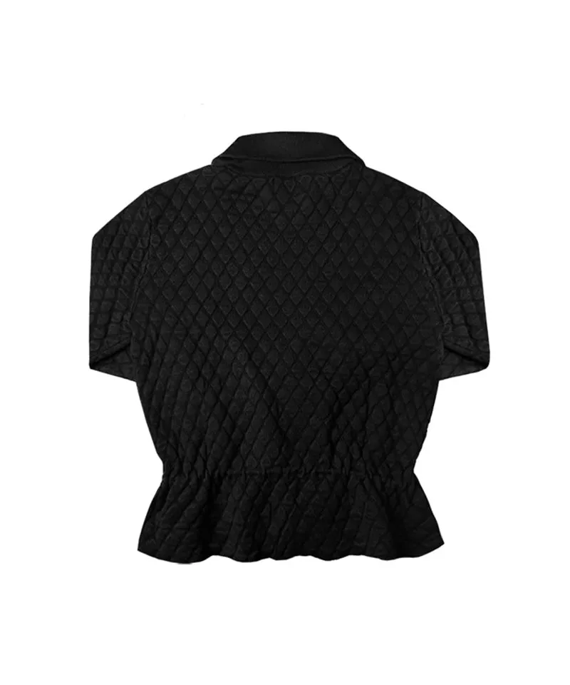 BENECIA 12 Diamond Embossed Knit Zip-Up - Black