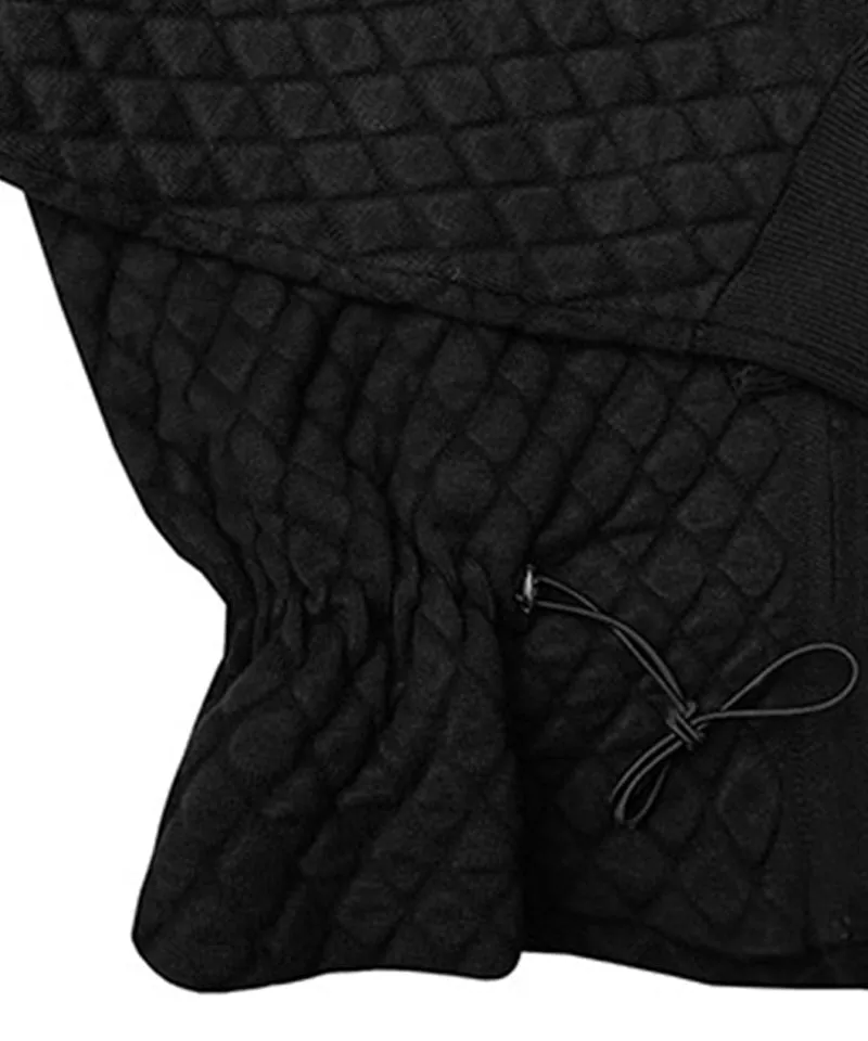 BENECIA 12 Diamond Embossed Knit Zip-Up - Black