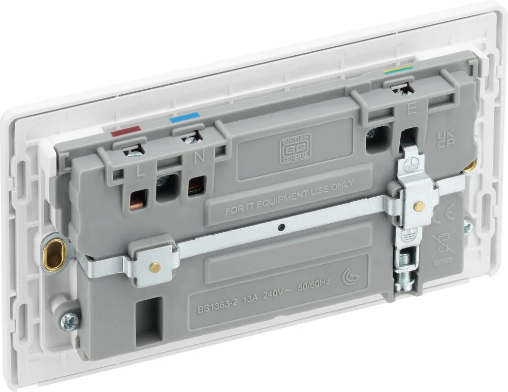 BG Evolve PCDCL22UAC22W 13A Double Switched Power Socket   USB A C (22W) - Pearlescent White (White)