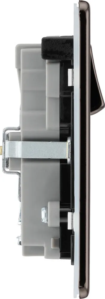 BG FBN22UAC22B Flatplate Screwless 13A Double Switched Power Socket   USB A C (22W) - Black Nickel   Black Insert