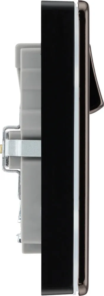 BG FBN22UAC22B Flatplate Screwless 13A Double Switched Power Socket   USB A C (22W) - Black Nickel   Black Insert