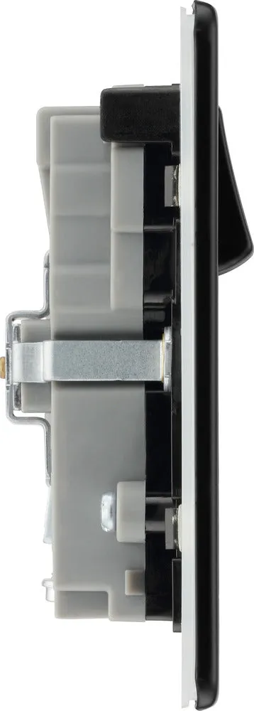BG FFB22UAAC15B Flatplate Screwless Double Socket   2xUSB A  1xUSB C(15W) - Black Insert - Matt Black