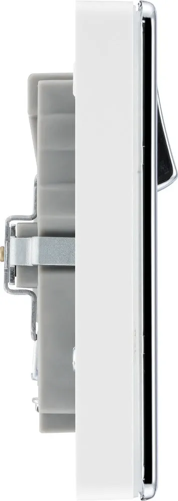 BG FPC22UAC45W Flatplate Screwless 13A Double Switched Power Socket   USB A C (45W) - Polished Chrome   White Insert