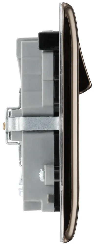BG NBN22UAC30B Nexus Metal 13A Double Socket   USB A C (30W) - Black Insert - Black Nickel