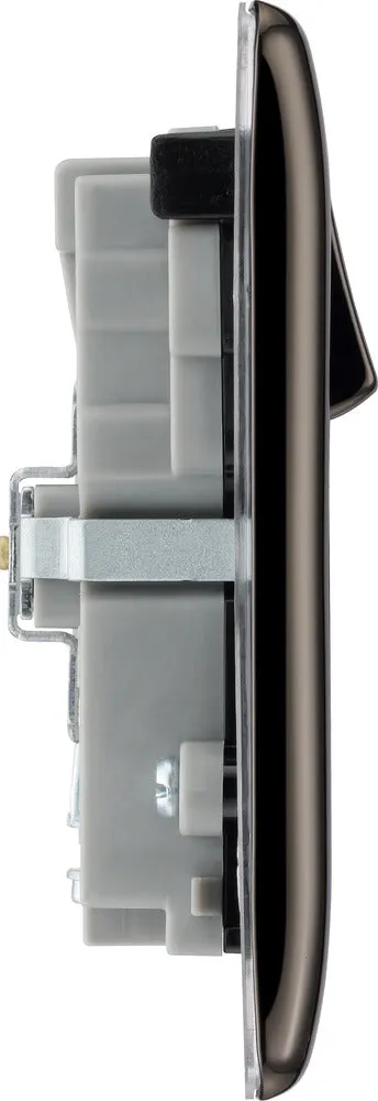BG NBN22UAC45B Nexus Metal 13A Double Switched Power Socket   USB A C (45W) - Black Nickel   Black Insert