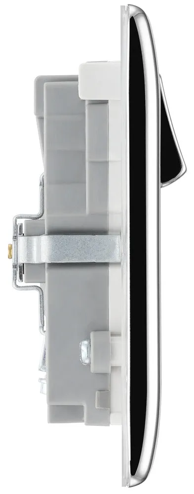 BG NPC22UAC30W Nexus Metal 13A Double Socket   USB A C (30W) - White Insert - Polished Chrome