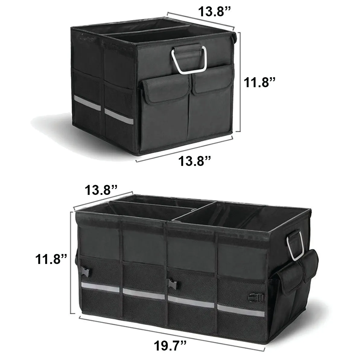 Big Trunk Organizer, Custom-Fit For Car, Cargo Organizer SUV Trunk Storage Waterproof Collapsible Durable Multi Compartments WaKX253