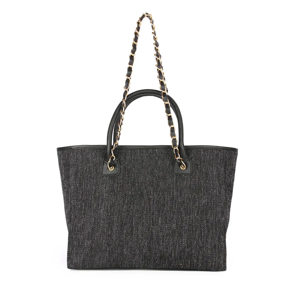 Black canvas tote bag