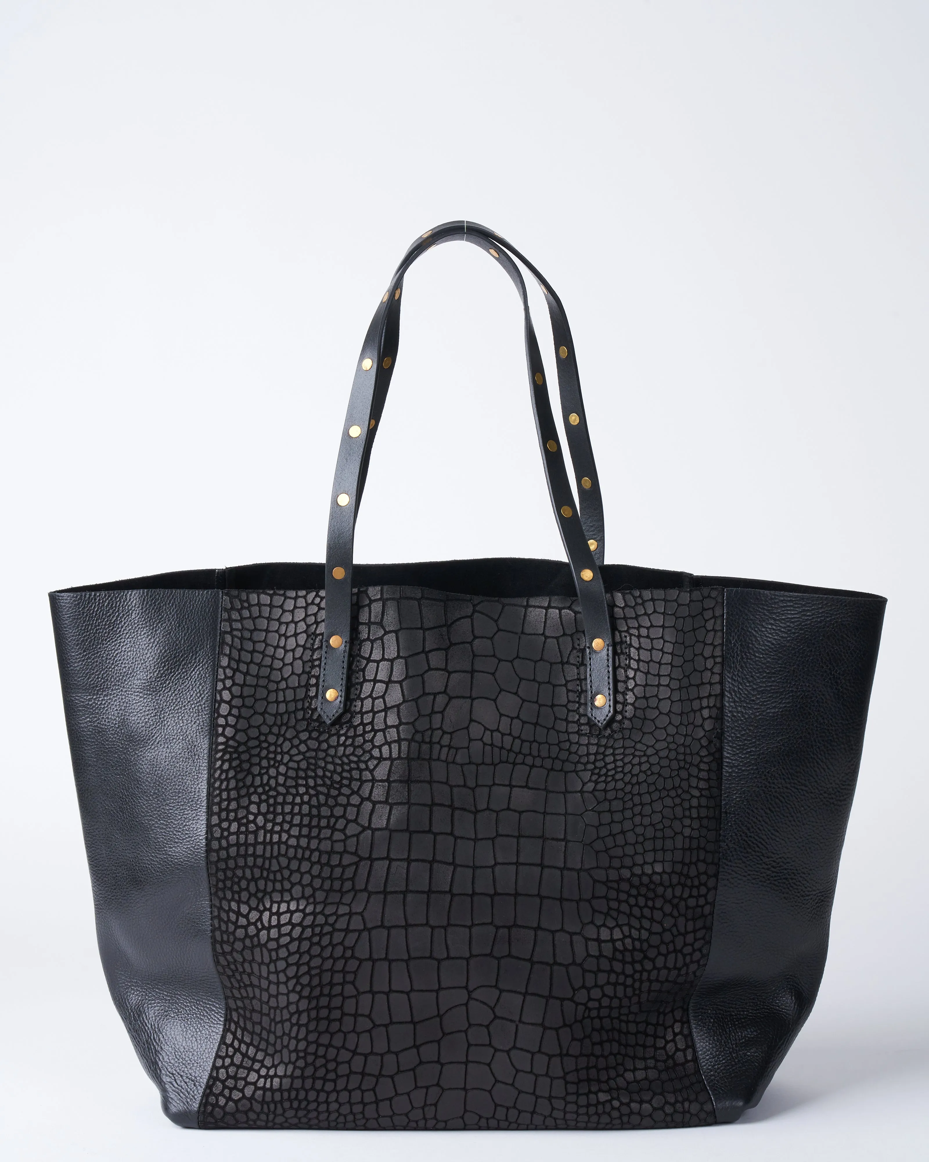 black croco tote - black