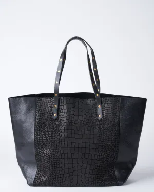 black croco tote - black