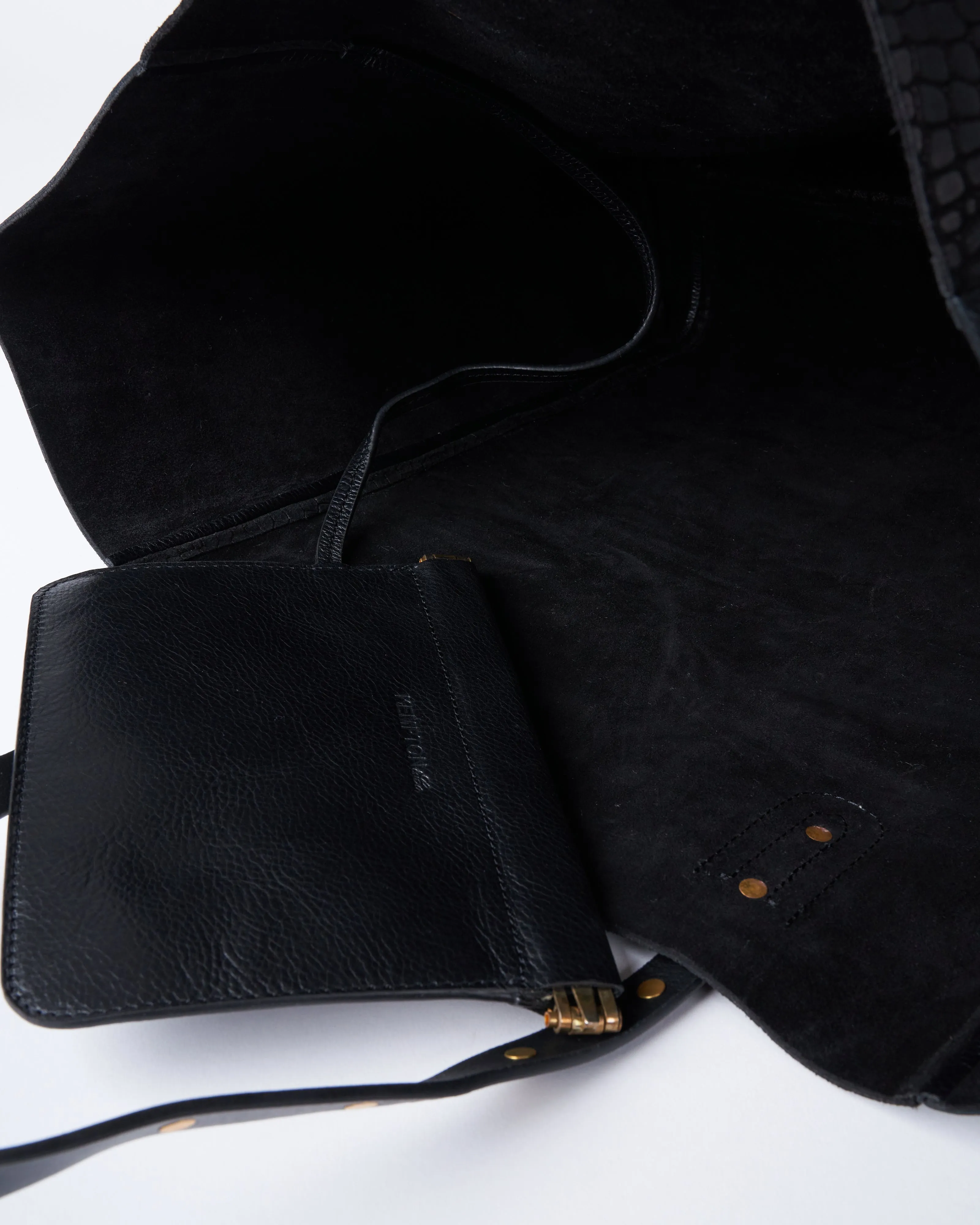 black croco tote - black