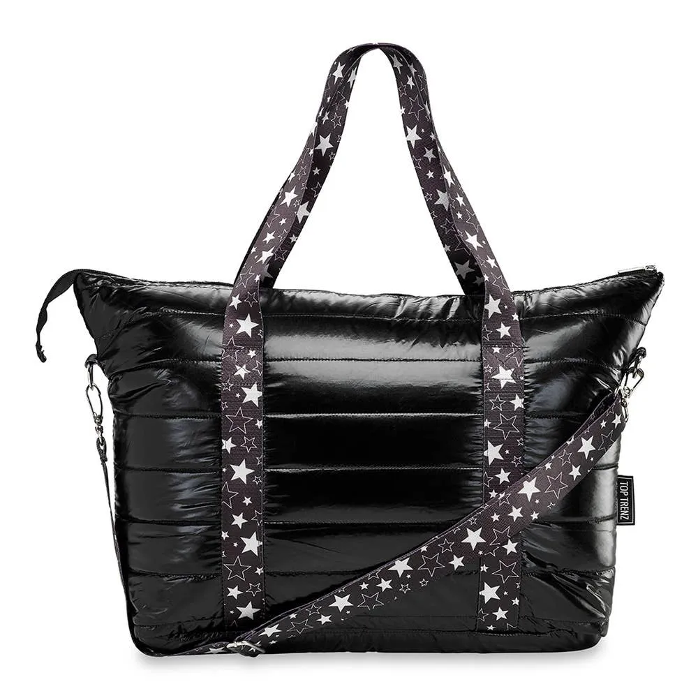 Black Puffer Tote w/Midnight Strap