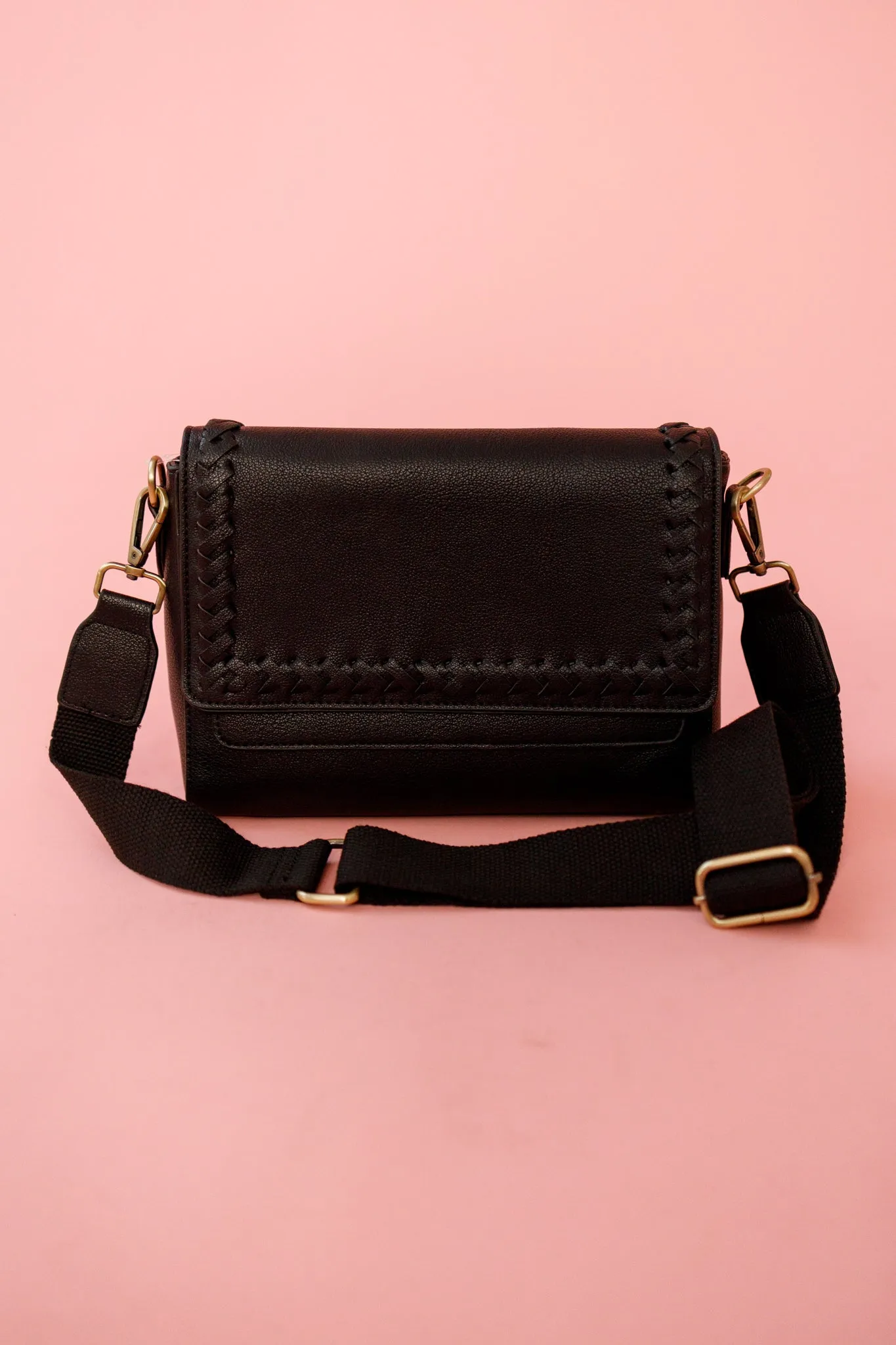 Black Stitched Crossbody