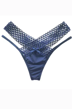 Blue Lattice Stretch Micro Bikini Panty