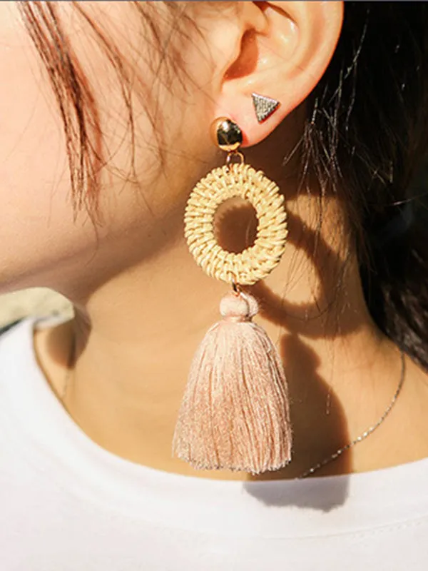 Bohemian Style Round Long Tassel Earrings
