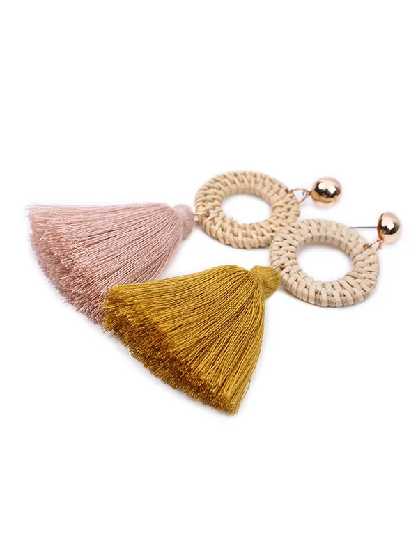 Bohemian Style Round Long Tassel Earrings