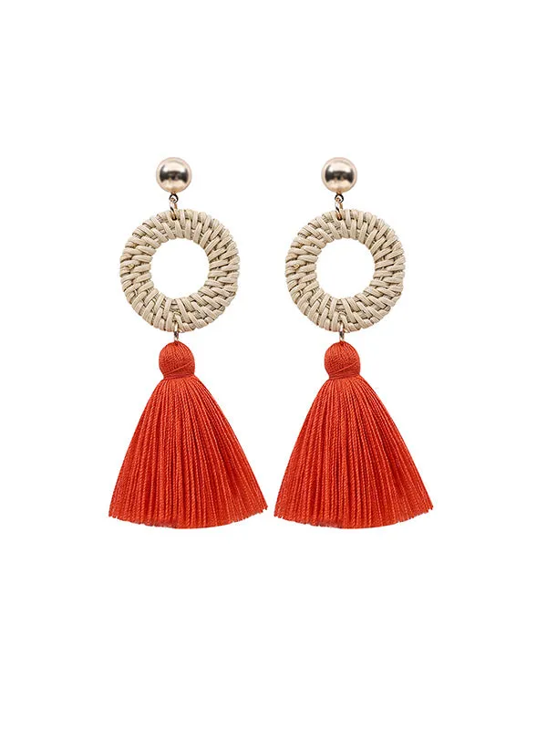Bohemian Style Round Long Tassel Earrings