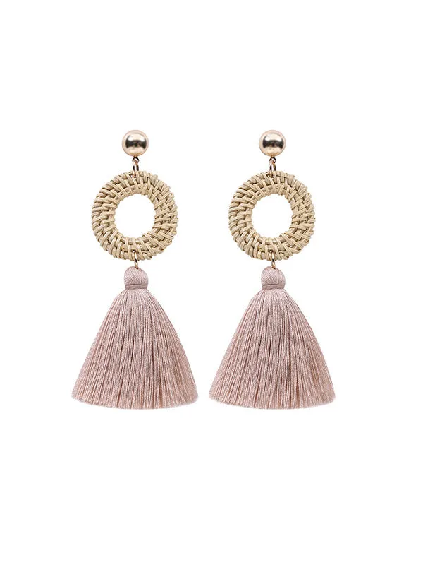 Bohemian Style Round Long Tassel Earrings